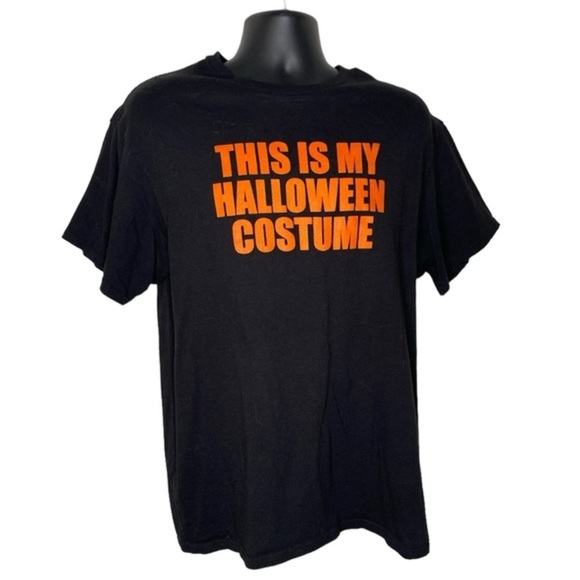 Delta Other - “This Is My Halloween Costume” Pun Graphic T-shirt (Size:L, Color:Black/Orange)